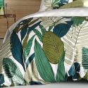 Parure housse de couette 240x220cm + 2 taies motif feuilles palmiers 100% coton - MELCHIOR
