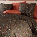 Parure housse de couette 260x240cm + 2 taies motif feuillage vert foncé 100% coton - BOLIVIA