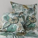 Parure housse de couette 260x240cm + 2 taies motif exotique bleu et vert 100% coton - YUCATAN
