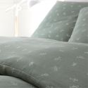 Parure housse de couette 260x240cm + 2 taies 100% gaze de coton vert de gris fleurie - GEODE