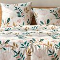 Parure housse de couette 260x240cm + 2 taies écru motif botanique 100% microfibre - LICELIA