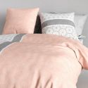 Parure housse de couette 260x240cm + 2 taies motif graphique rose et gris 100% coton - CLEOPHÉE