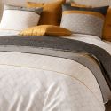Parure housse de couette 240x220cm + 2 taies motif graphique blanc et gris 100% coton - LUNELLE