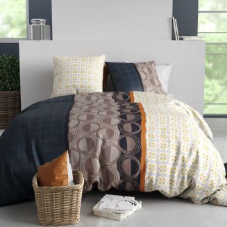 Parure housse de couette 240x220cm + 2 taies motif graphique multicolore 100% coton - ORESTE