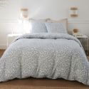 Parure housse de couette 240x220cm + 2 taies motif liberty céladon 100% gaze de coton - ELMA