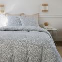 Parure housse de couette 240x220cm + 2 taies motif liberty céladon 100% gaze de coton - ELMA