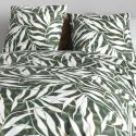 Parure housse de couette 260x240cm + 2 taies motif feuillage vert et blanc 100% coton - FILIBERTE