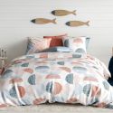 Parure housse de couette 240x220cm + 2 taies motif graphique bleu et rouge 100% coton - ARLY