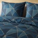 Parure housse de couette 240x220cm + 2 taies motif géométrique bleu 100% microfibre - KAMEL