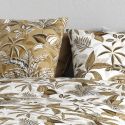 Parure housse de couette 240x220cm + 2 taies motif exotique blanc et beige 100% coton - NAHELI