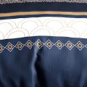 Parure housse de couette 260x240cm + 2 taies motif graphique blanc bleu et jaune 100% coton - OLYPSIA