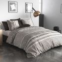 Parure housse de couette 240x220cm + 2 taies motif graphique noir et blanc 100% coton - TRICIA