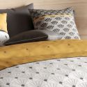 Parure housse de couette 260x240cm + 2 taies motif rétro gris et jaune 100% coton - TILIO