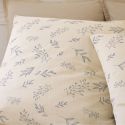 Parure housse de couette 260x240cm + 2 taies motif petites fleurs beige 100% gaze de coton - VEOLIS