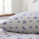 Parure housse de couette 260x240cm + 2 taies motif olivier beige et bleu 100% gaze de coton - ANGUSSE
