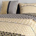 Parure housse de couette 240x220cm + 2 taies motif géométrique beige et noir 100% coton - MELUSINE