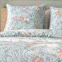 Parure housse de couette 240x220cm + 2 taies motif floral turquoise et rose 100% microfibre - BLANDINE