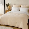 Parure housse de couette 240x220cm + 2 taies 100% gaze de microfibre uni écru - NATHEA