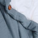 Parure housse de couette 240x220cm + 2 taies 100% gaze de microfibre uni bleu pétrole et blanc - NATHEA