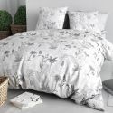 Parure housse de couette 260x240cm + 2 taies motif feuillage palmier blanc et noir 100% coton - JOSSELIN