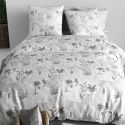 Parure housse de couette 260x240cm + 2 taies motif feuillage palmier blanc et noir 100% coton - JOSSELIN