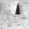 Parure housse de couette 260x240cm + 2 taies motif feuillage palmier blanc et noir 100% coton - JOSSELIN