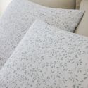 Parure housse de couette 260x240cm + 2 taies motif feuillage blanc et vert 100% gaze de coton - MAHO