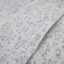 Parure housse de couette 260x240cm + 2 taies motif feuillage blanc et vert 100% gaze de coton - MAHO