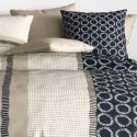 Parure housse de couette 260x240cm + 2 taies motif graphique bleu et beige 100% coton - MALVINA