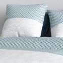 Parure housse de couette 240x220cm + 2 taies motif géométrique bleu et gris 100% coton - CHERINE