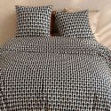 Parure housse de couette 240x220cm + 2 taies motif géométrique bleu nuit 100% coton - NOLANE