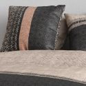 Parure housse de couette 240x220cm + 2 taies motif graphique beige et gris 100% coton - DIOGO