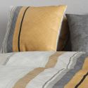 Parure housse de couette 260x240cm + 2 taies motif graphique jaune et gris 100% coton - CASSY