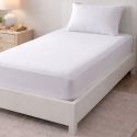 Protège matelas 90x190cm en polycoton blanc imperméable - HERMIONE