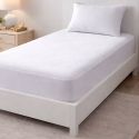 Protège matelas 90x190cm en polyester bouclette éponge blanc imperméable - HERMIONE