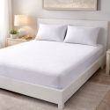 Protège matelas 160x200cm en polyester bouclette éponge blanc imperméable - HERMIONE