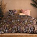Parure housse de couette 260x240cm + 2 taies motif graphique brun et corail100% coton - LILWEN