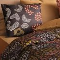 Parure housse de couette 260x240cm + 2 taies motif graphique brun et corail100% coton - LILWEN