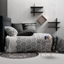 Parure housse de couette 260x240cm + 2 taies motif graphique gris perle et noir 100% coton - NAZIM