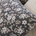 Parure housse de couette 240x220cm + 2 taies motif motif fleuri bleu marine 100% gaze de coton - KUSIA