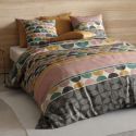 Parure housse de couette 240x220cm + 2 taies motifs multicolores 100% coton - ANTHEOS