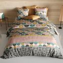 Parure housse de couette 260x240cm + 2 taies motifs multicolores 100% coton - ANTHEOS