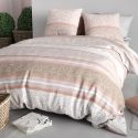 Parure housse de couette 260x240cm + 2 taies motif graphique rose 100% coton - TRISHIA