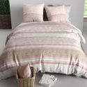 Parure housse de couette 260x240cm + 2 taies motif graphique rose 100% coton - TRISHIA