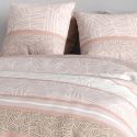 Parure housse de couette 260x240cm + 2 taies motif graphique rose 100% coton - TRISHIA