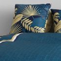 Parure housse de couette 260x240cm + 2 taies motif tropical bleu 100% coton - OPHRA