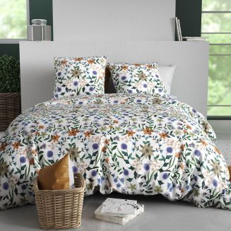 Parure housse de couette 240x220cm + 2 taies motif fleuri multicolore 100% coton - WASILA
