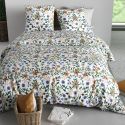 Parure housse de couette 260x240cm + 2 taies motif fleuri multicolore 100% coton - WASILA