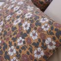 Parure housse de couette 240x220cm + 2 taies motif fleuri marron 100% gaze de coton - ADIGE