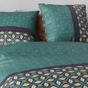 Parure housse de couette 240x220cm + 2 taies motif art-déco vert 100% coton - SALMAN
